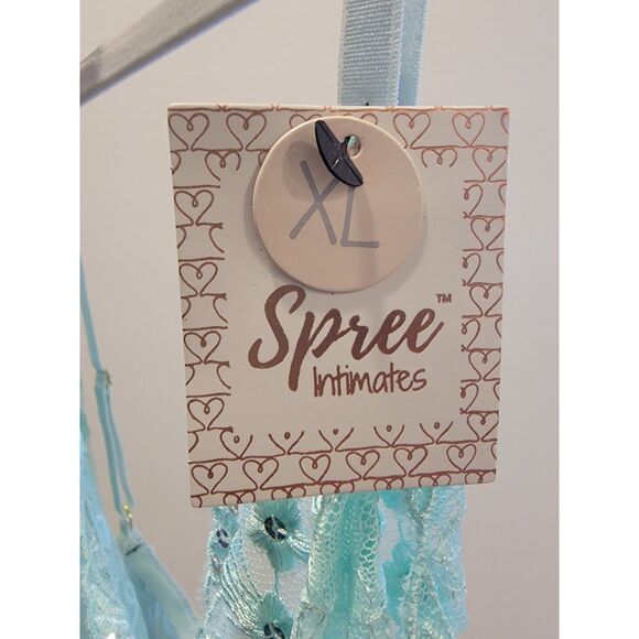 NWT Spree Aqua Teal Babydoll Lingerie w/ Embroidered Top & Bow, Size XL - Picture 7 of 7